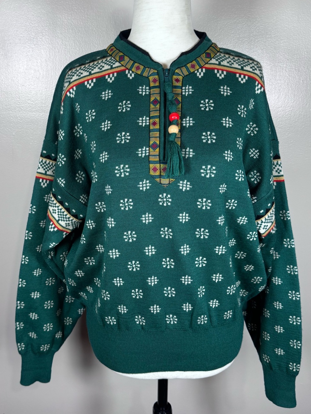Obermeyer Vintage Snowboard Ski Sweater Sz M Cabin Fair Isle Nordic Wool Blend